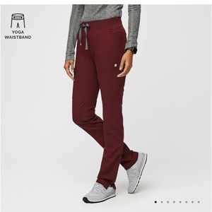 Figs Burgundy High Waist Scrub bottoms XXS